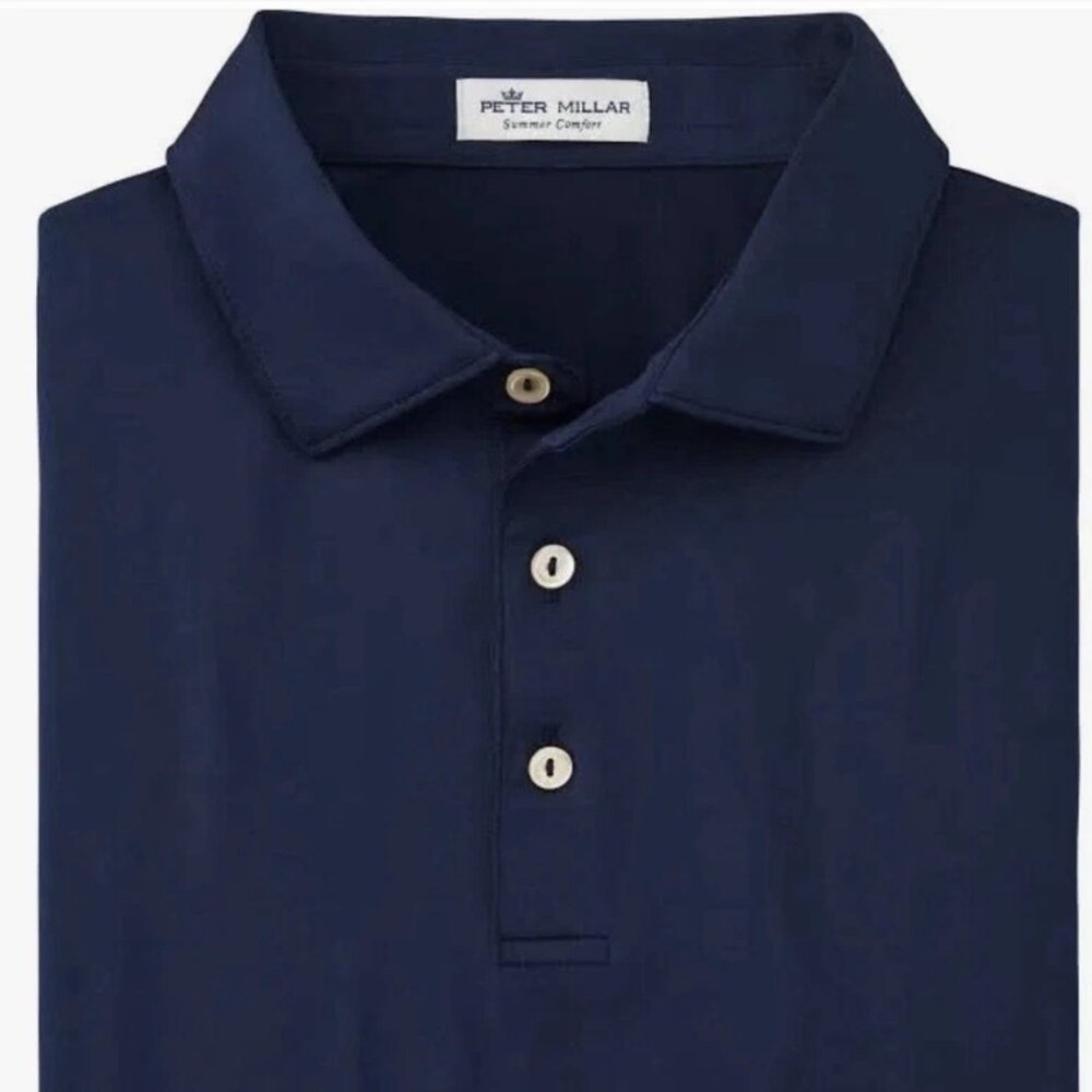Peter Millar Mens Solid Performance Jersey Polo Golf Shirt - Authentic